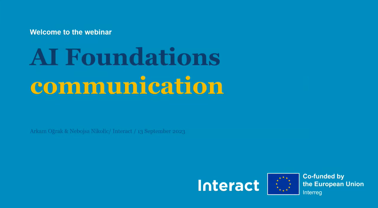 Webinar: Artificial Intelligence Applied to the Communication of Interreg Projects